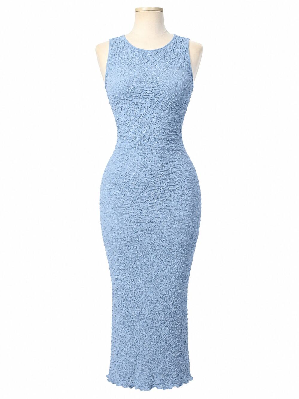 ASTR the Label Blue Textured Popcorn Knit Bodycon Midi Dress  - Size M